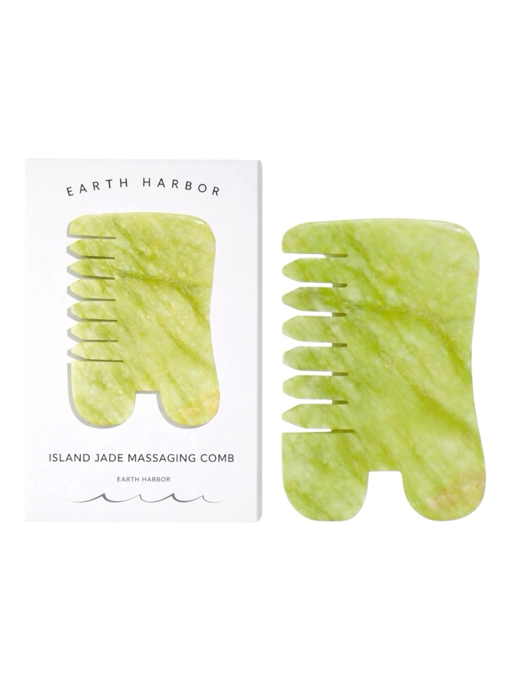 EARTH HARBOR JADE GEMSTONE GUA SHA MASSAGING COMB - BNIB